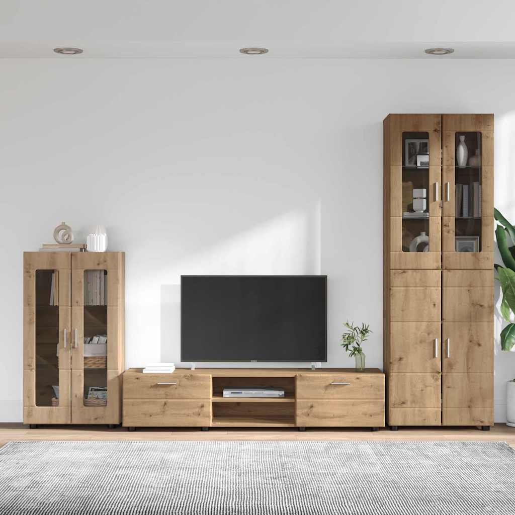 TV Cabinet Set FLORIN 3 pcs Artisan Oak Engineered Wood