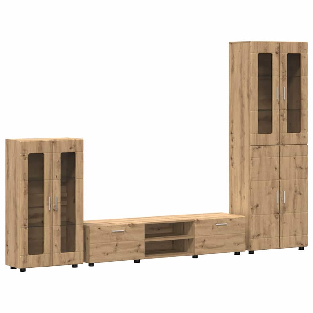 TV Cabinet Set FLORIN 3 pcs Artisan Oak Engineered Wood