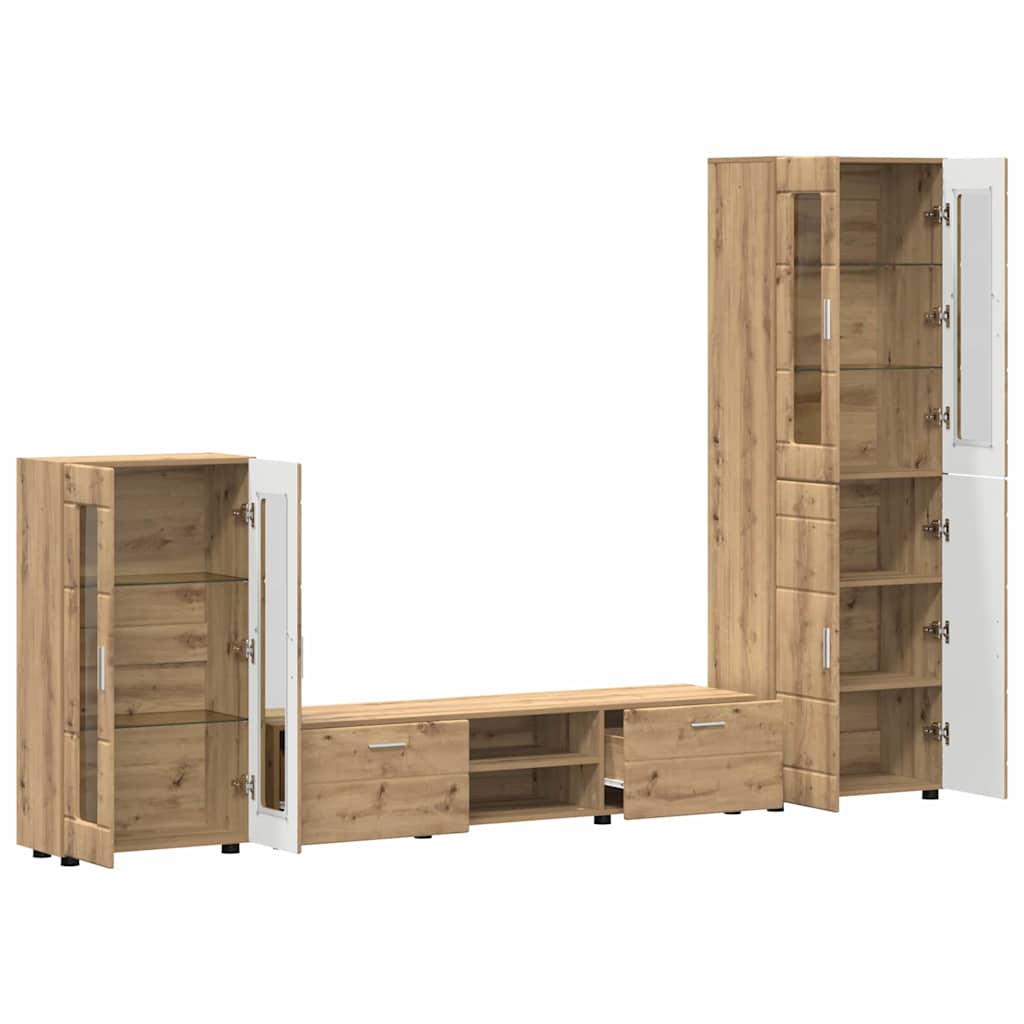 TV Cabinet Set FLORIN 3 pcs Artisan Oak Engineered Wood