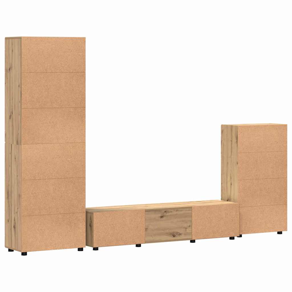 TV Cabinet Set FLORIN 3 pcs Artisan Oak Engineered Wood