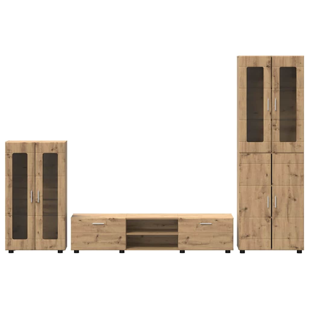 TV Cabinet Set FLORIN 3 pcs Artisan Oak Engineered Wood