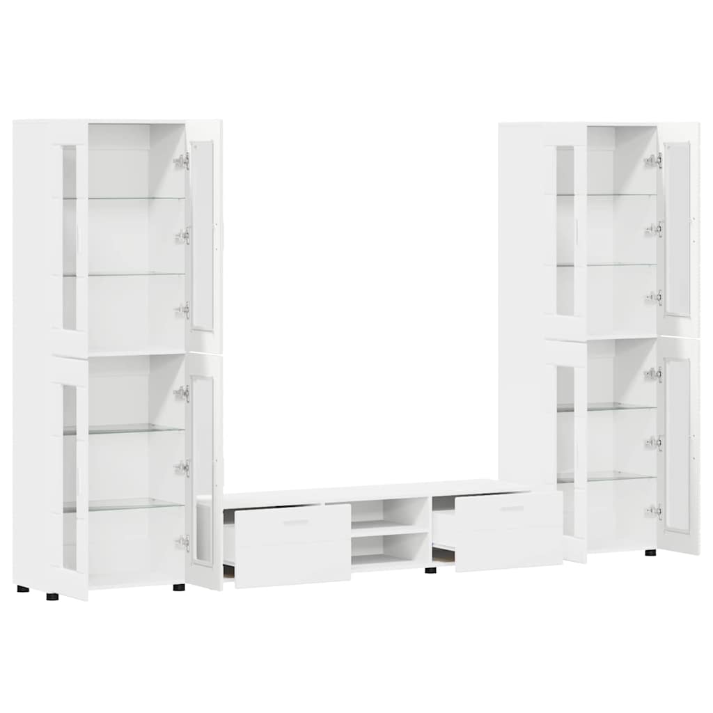 TV Cabinet Set with Drawer FLORIN 3 pcs White Engineered Wood