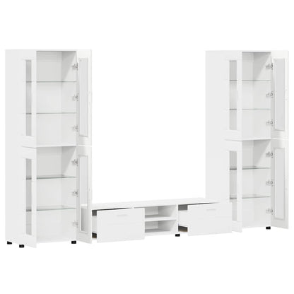 TV Cabinet Set with Drawer FLORIN 3 pcs White Engineered Wood