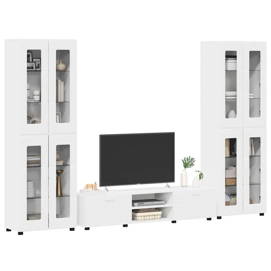 TV Cabinet Set with Drawer FLORIN 3 pcs White Engineered Wood
