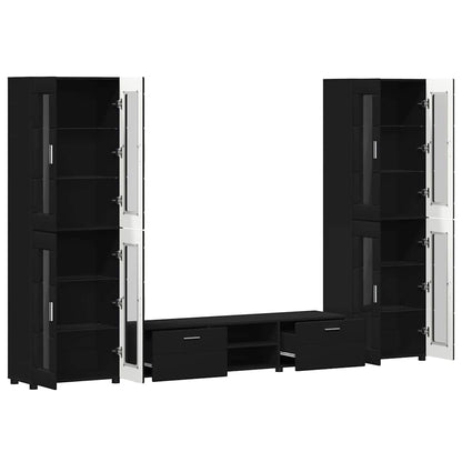 TV Cabinet Set with Drawer FLORIN 3 pcs Black Engineered Wood