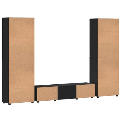 TV Cabinet Set with Drawer FLORIN 3 pcs Black Engineered Wood