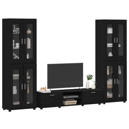 TV Cabinet Set with Drawer FLORIN 3 pcs Black Engineered Wood