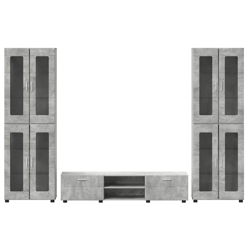 TV Cabinet Set FLORIN 3 pcs Concrete Grey Engineered Wood