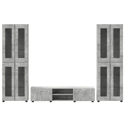 TV Cabinet Set FLORIN 3 pcs Concrete Grey Engineered Wood
