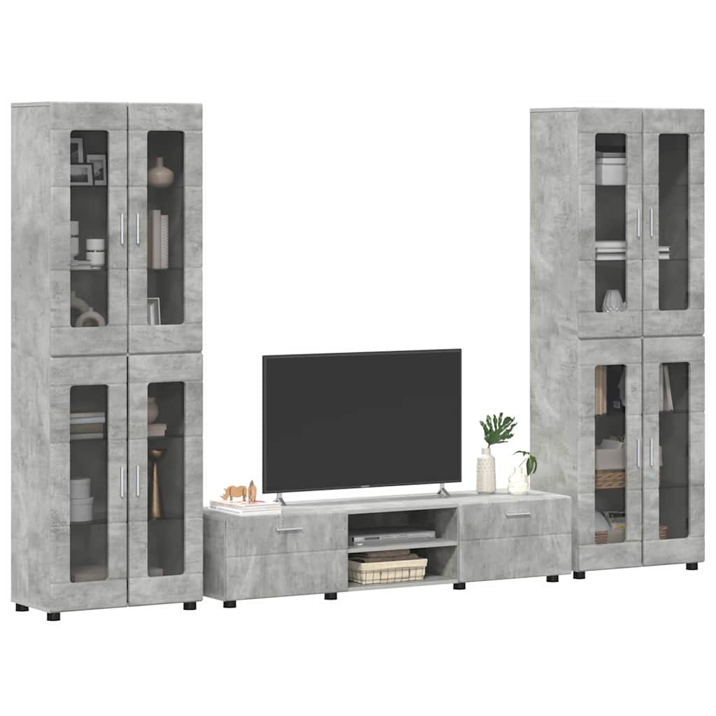TV Cabinet Set FLORIN 3 pcs Concrete Grey Engineered Wood