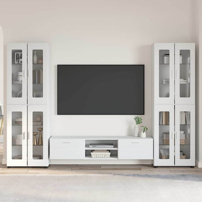 TV Cabinet Set FLORIN 3 pcs High Gloss White Engineered Wood