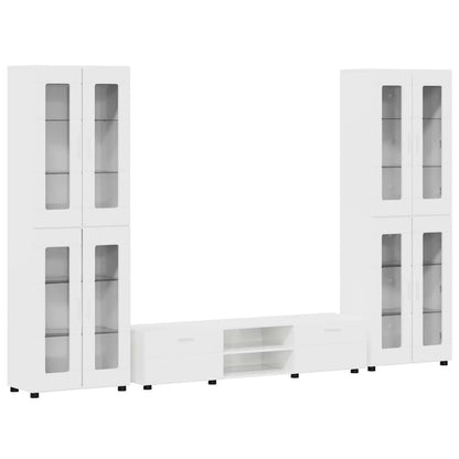 TV Cabinet Set FLORIN 3 pcs High Gloss White Engineered Wood
