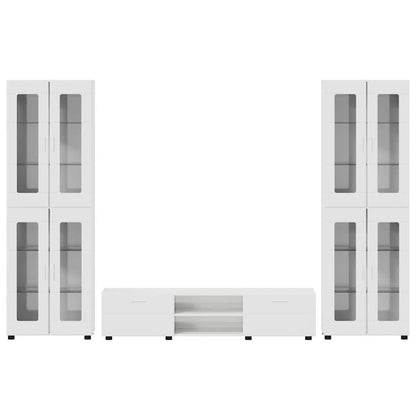 TV Cabinet Set FLORIN 3 pcs High Gloss White Engineered Wood