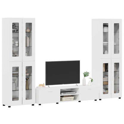 TV Cabinet Set FLORIN 3 pcs High Gloss White Engineered Wood