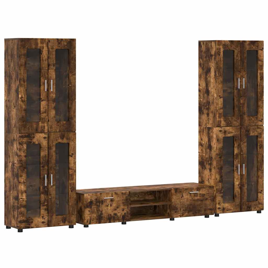TV Cabinet Set FLORIN 3 pcs Smoked Oak Engineered Wood