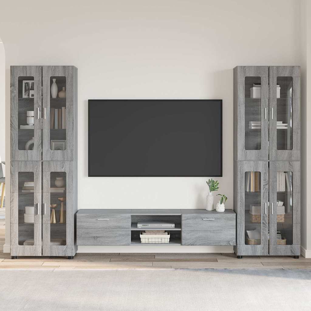 TV Cabinet Set FLORIN 3 pcs Grey Sonoma Engineered Wood