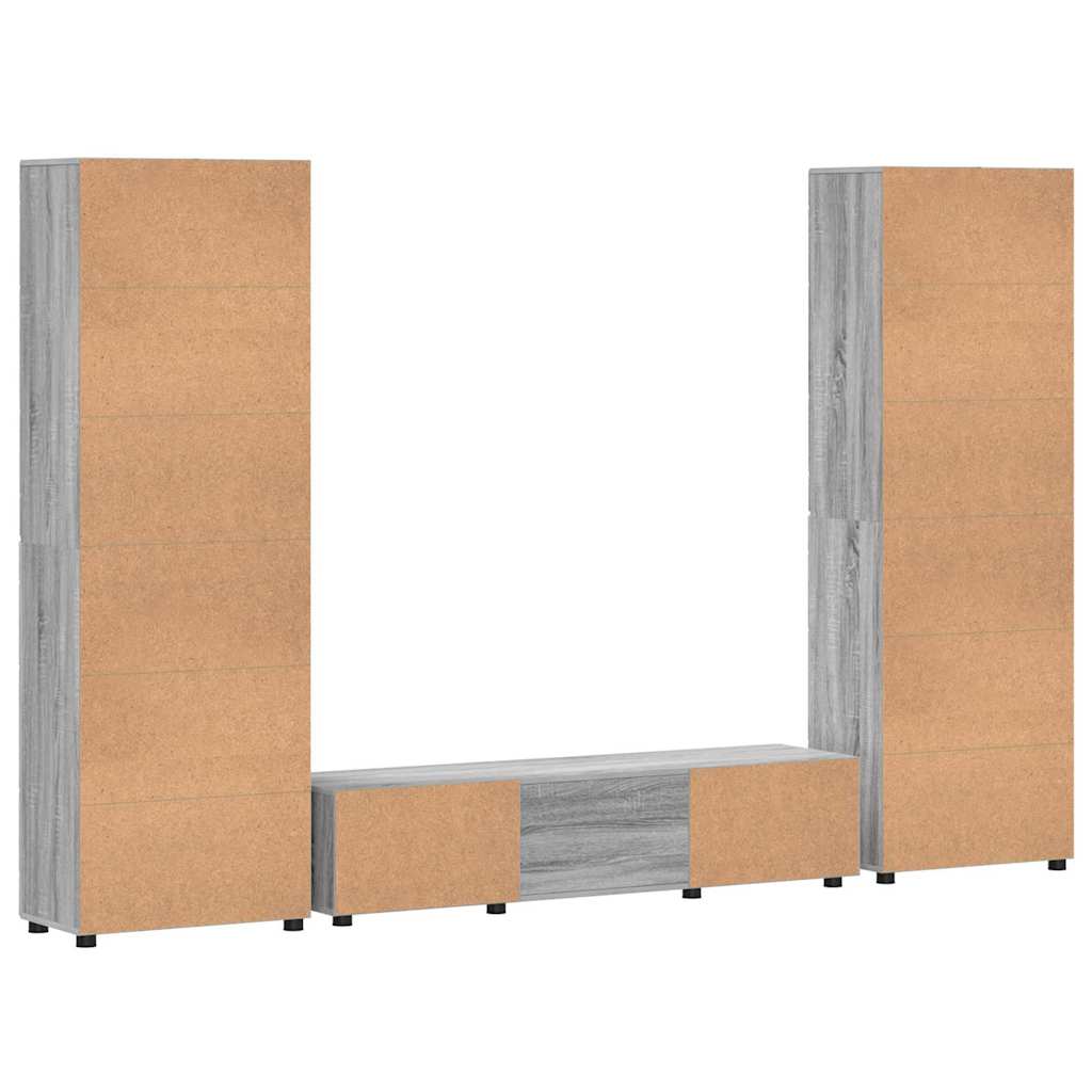 TV Cabinet Set FLORIN 3 pcs Grey Sonoma Engineered Wood