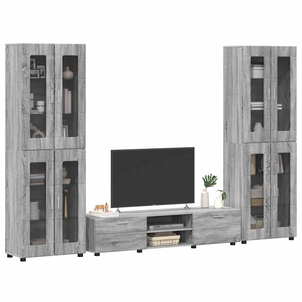 TV Cabinet Set FLORIN 3 pcs Grey Sonoma Engineered Wood