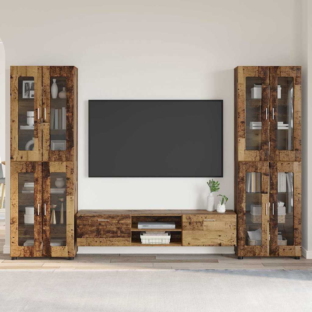TV Cabinet Set with Shelf FLORIN 3 pcs Old Wood Engineered Wood