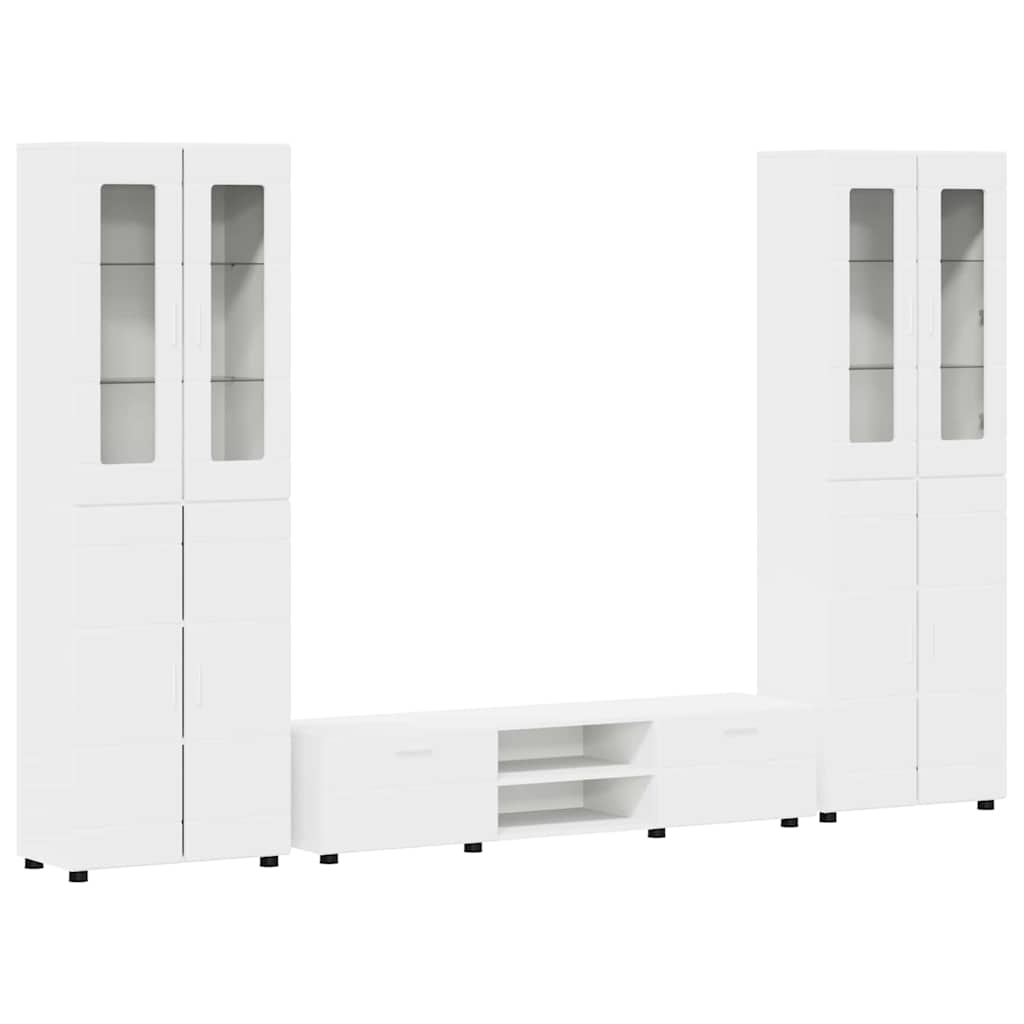 TV Cabinet Set with Drawer FLORIN 3 pcs White Engineered Wood
