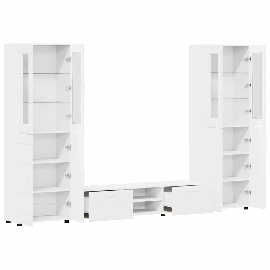 TV Cabinet Set with Drawer FLORIN 3 pcs White Engineered Wood