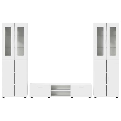 TV Cabinet Set with Drawer FLORIN 3 pcs White Engineered Wood