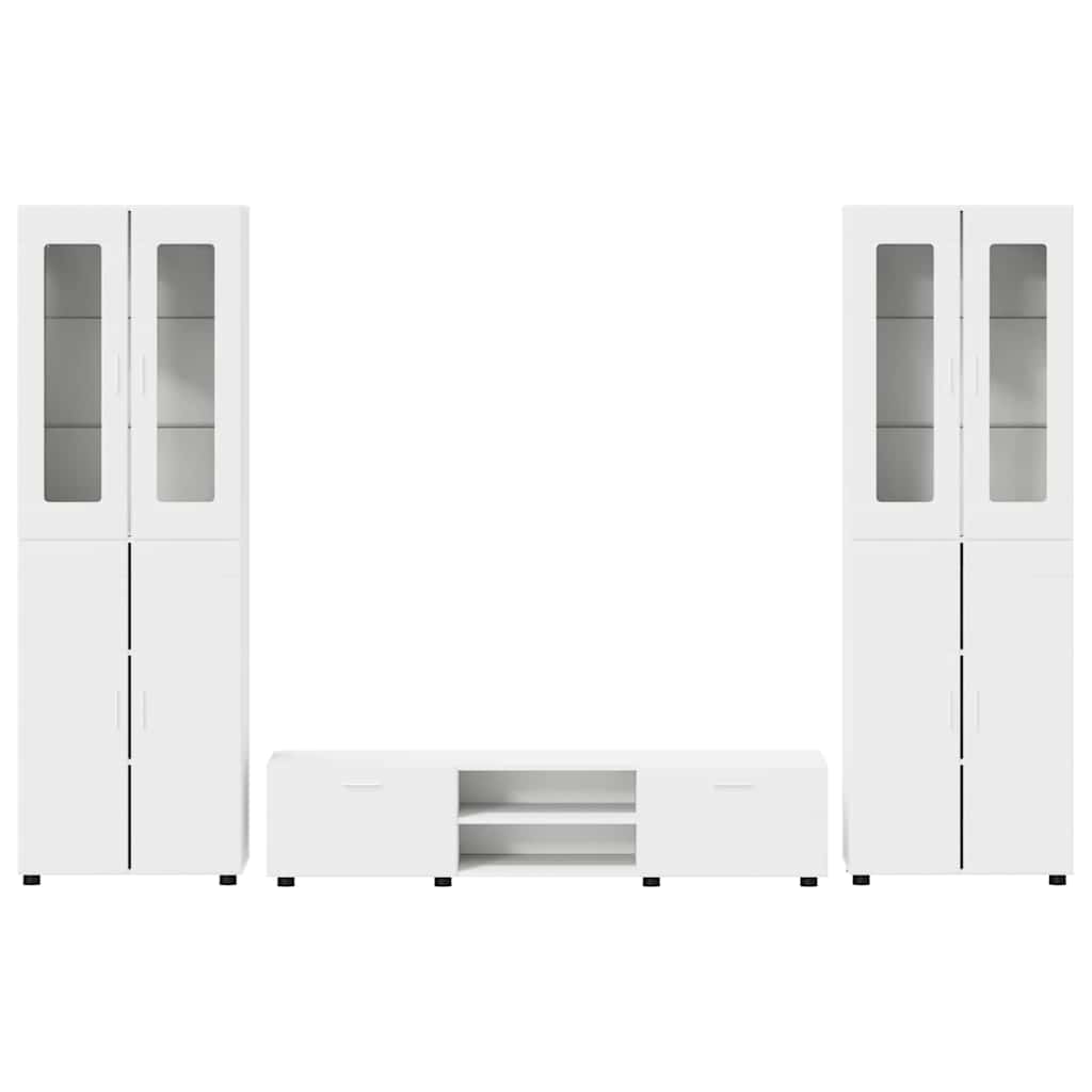 TV Cabinet Set with Drawer FLORIN 3 pcs White Engineered Wood