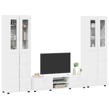 TV Cabinet Set with Drawer FLORIN 3 pcs White Engineered Wood