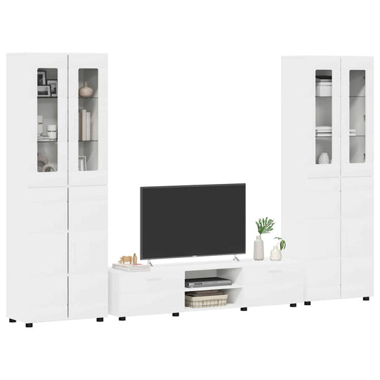 TV Cabinet Set with Drawer FLORIN 3 pcs White Engineered Wood