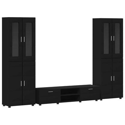 TV Cabinet Set with Drawer FLORIN 3 pcs Black Engineered Wood