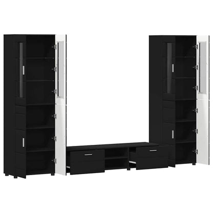 TV Cabinet Set with Drawer FLORIN 3 pcs Black Engineered Wood