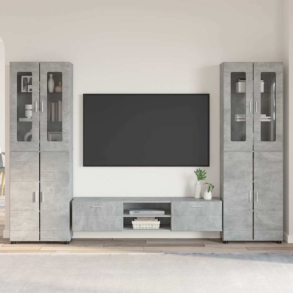 TV Cabinet Set FLORIN 3 pcs Concrete Grey Engineered Wood