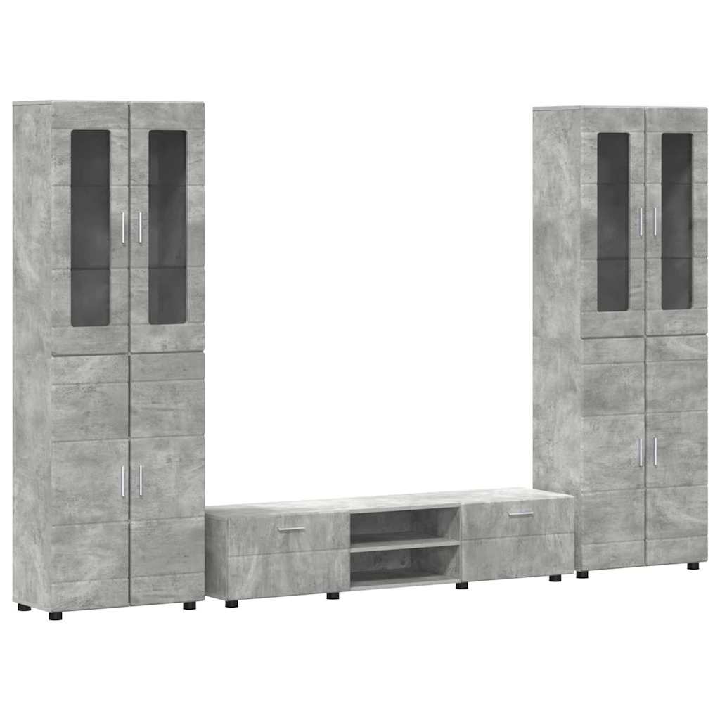 TV Cabinet Set FLORIN 3 pcs Concrete Grey Engineered Wood