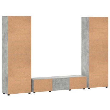 TV Cabinet Set FLORIN 3 pcs Concrete Grey Engineered Wood