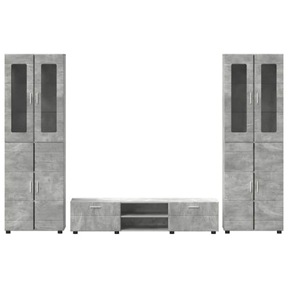 TV Cabinet Set FLORIN 3 pcs Concrete Grey Engineered Wood