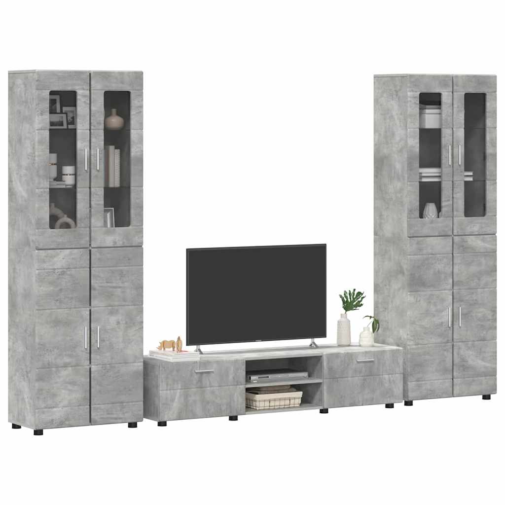 TV Cabinet Set FLORIN 3 pcs Concrete Grey Engineered Wood