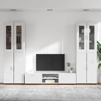 TV Cabinet Set FLORIN 3 pcs High Gloss White Engineered Wood