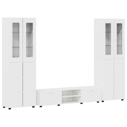 TV Cabinet Set FLORIN 3 pcs High Gloss White Engineered Wood