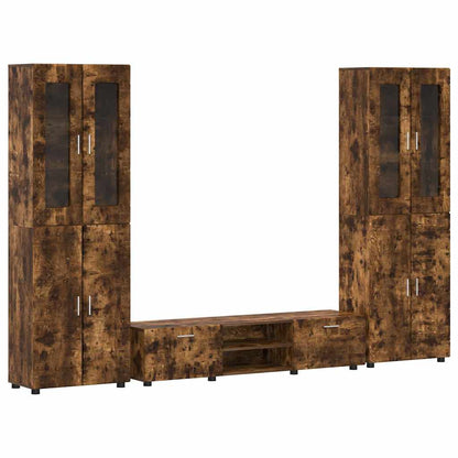TV Cabinet Set FLORIN 3 pcs Smoked Oak Engineered Wood