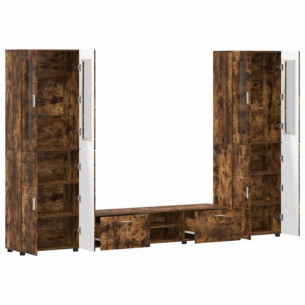 TV Cabinet Set FLORIN 3 pcs Smoked Oak Engineered Wood