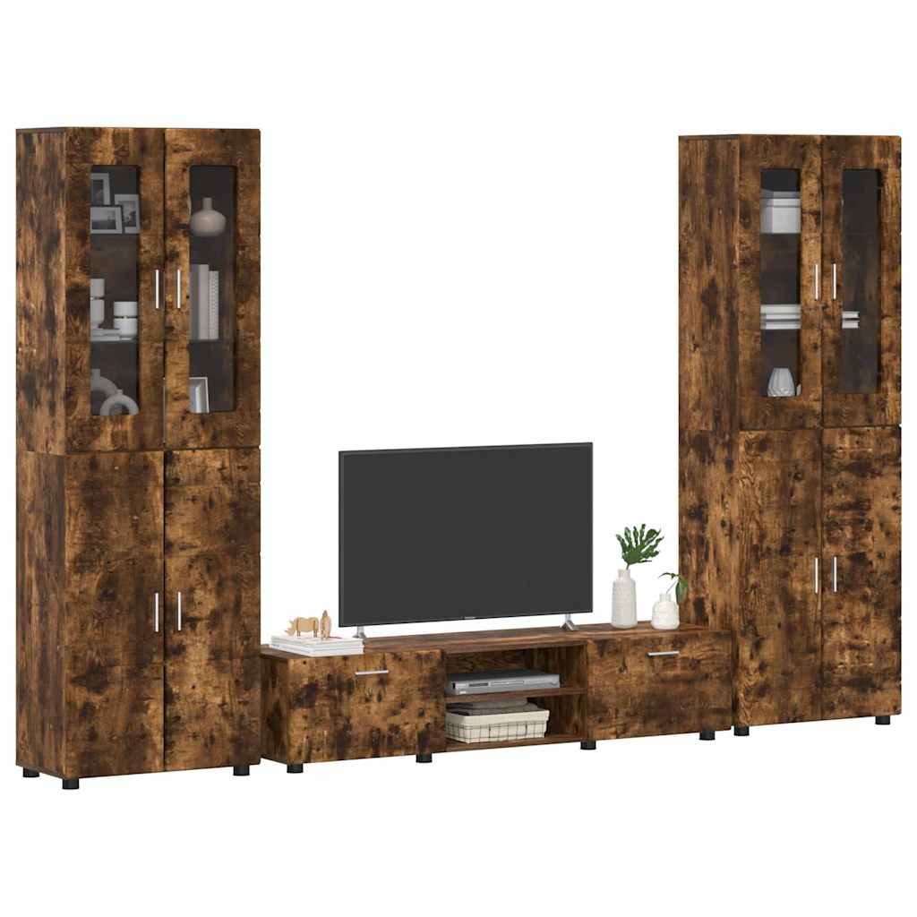 TV Cabinet Set FLORIN 3 pcs Smoked Oak Engineered Wood