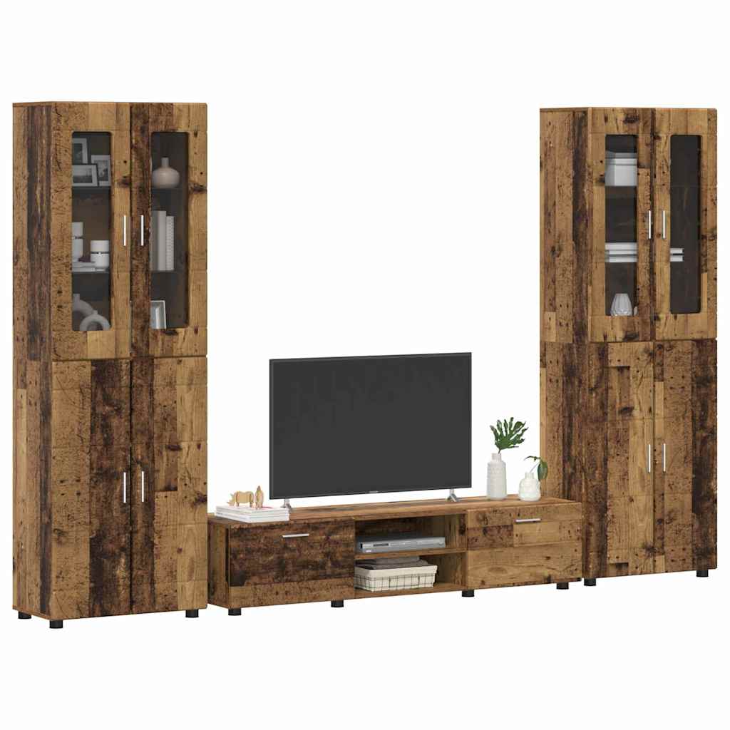 TV Cabinet Set with Shelf FLORIN 3 pcs Old Wood Engineered Wood