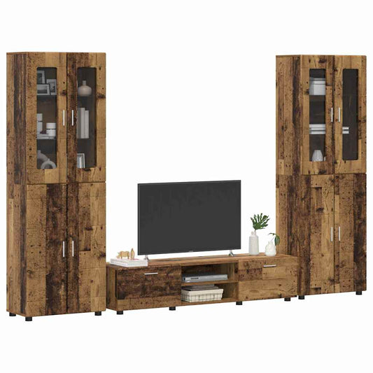 TV Cabinet Set with Shelf FLORIN 3 pcs Old Wood Engineered Wood