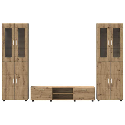 TV Cabinet Set FLORIN 3 pcs Artisan Oak Engineered Wood