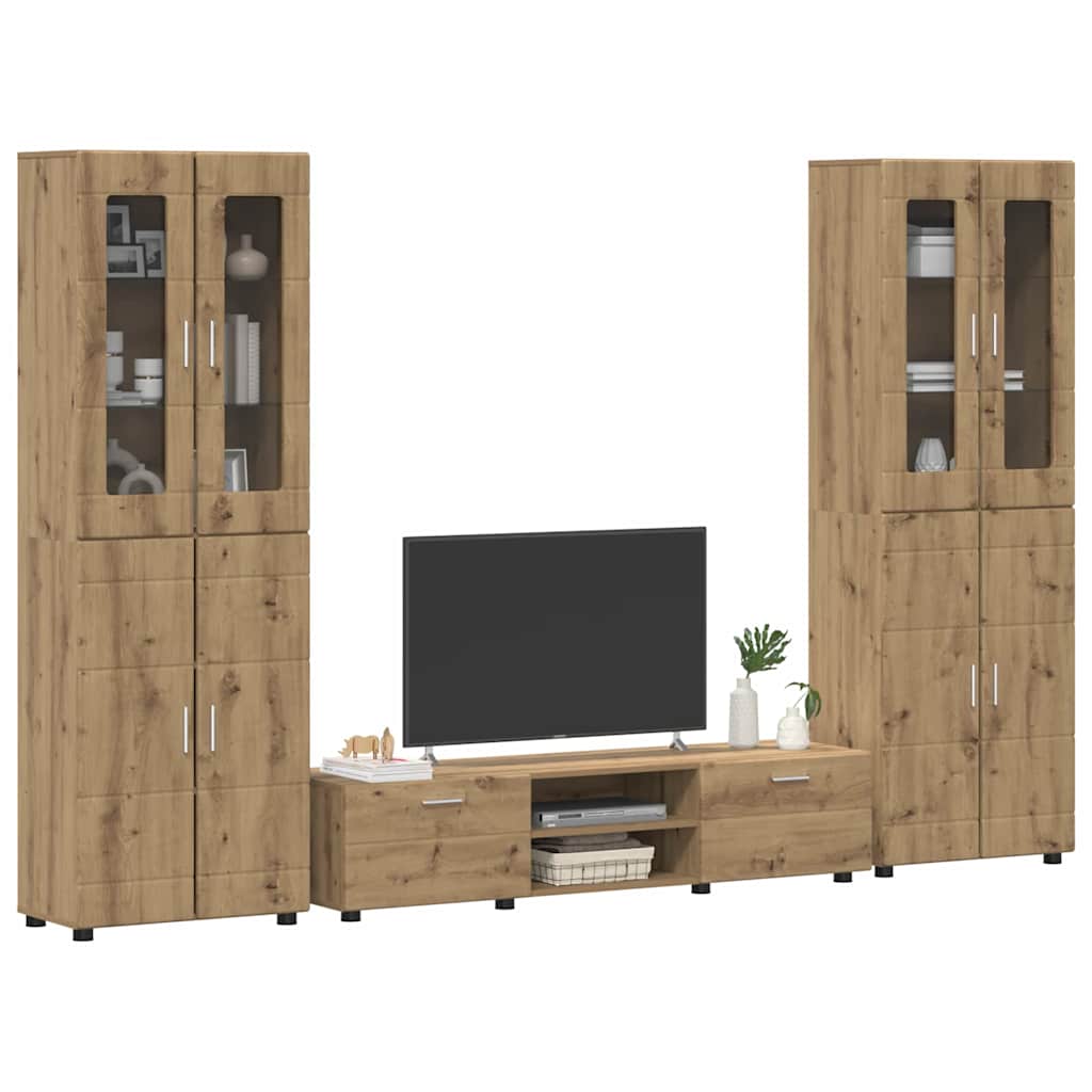 TV Cabinet Set FLORIN 3 pcs Artisan Oak Engineered Wood