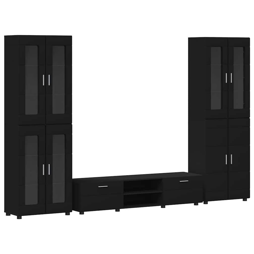 TV Cabinet Set with Drawer FLORIN 3 pcs Black Engineered Wood