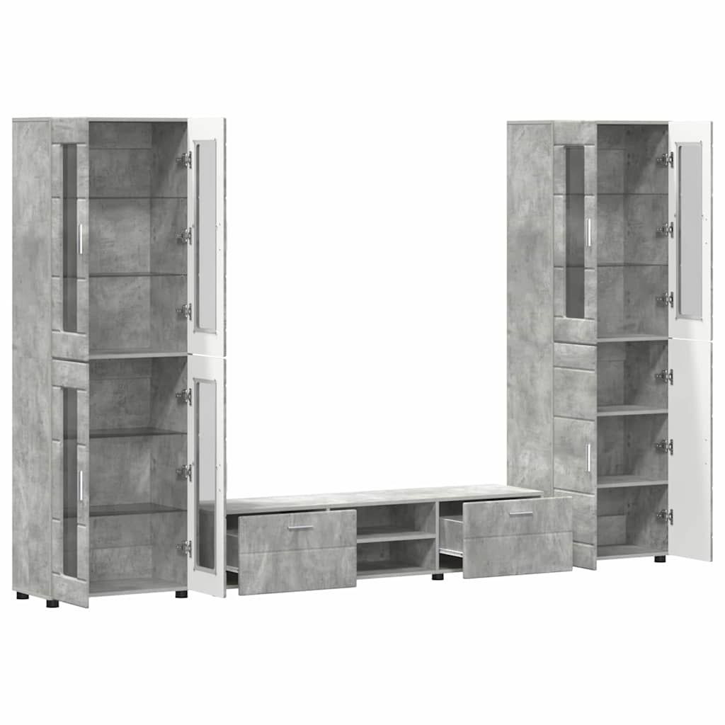TV Cabinet Set FLORIN 3 pcs Concrete Grey Engineered Wood
