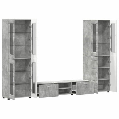 TV Cabinet Set FLORIN 3 pcs Concrete Grey Engineered Wood