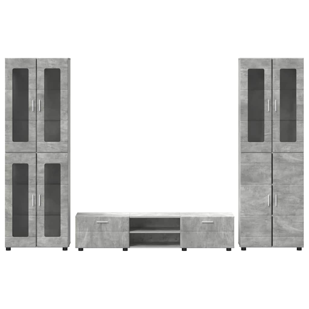 TV Cabinet Set FLORIN 3 pcs Concrete Grey Engineered Wood