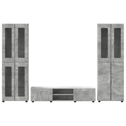 TV Cabinet Set FLORIN 3 pcs Concrete Grey Engineered Wood